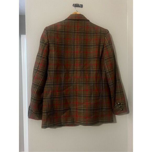 Gap Womens Size Small Wool Plaid Jacket Brown Red Green 3 Button Double Breasted - Picture 6 of 8